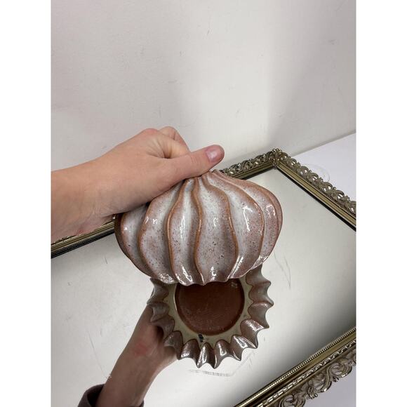 Fluted terracotta Blush Nude Color vase art sculpture shelf decor Southwest - Picture 9 of 10